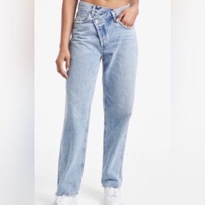 Agolde Criss Cross Light Blue Straight Leg Jeans